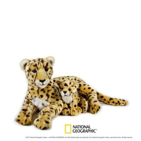 Jucarie din plus National Geographic Ghepard cu pui 50cm