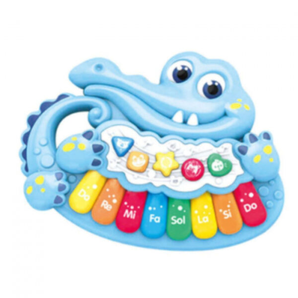 Jucarie muzicala bebelusi, Mini Pian cu lumini, Crocodil, Albastru