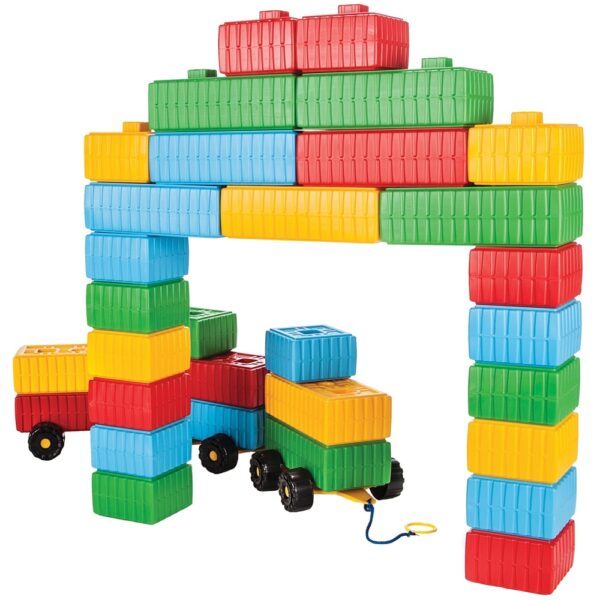 jucarie pilsan cuburi de construit brick blocks and car set 43 piese 1