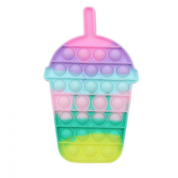 Jucarie Pop It, Pahar cu Pai, Milkshake, Antistres, Senzoriala, Multicolora
