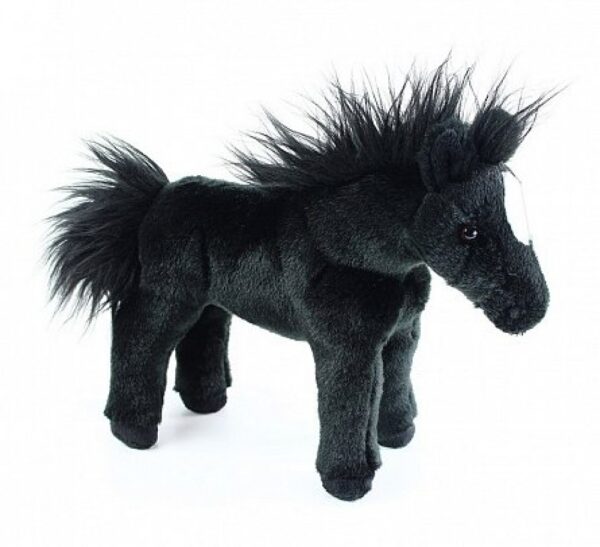 Jucarie din plus - Cal negru 28 cm