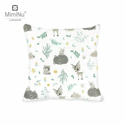 miminu perna clasica de dormit cu husa detasabila cu fermoar din bumbac 40x40 cm forest friends grey mint 1949150 4