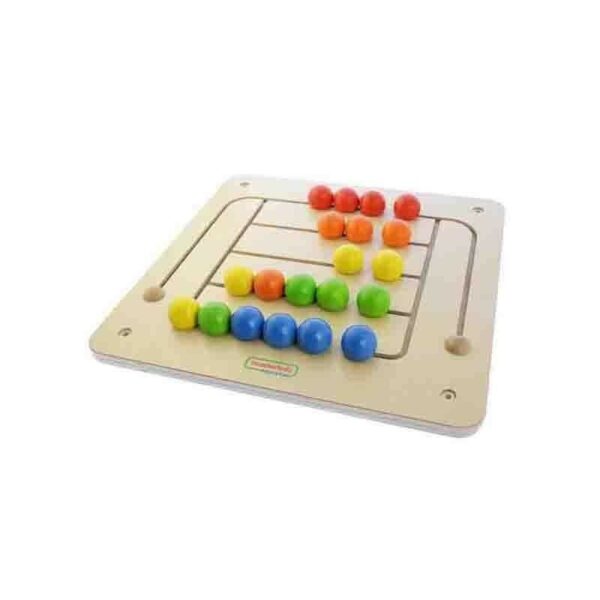 Panou motricitate fina labirint margele colorate, din lemn, +2 ani, Masterkidz
