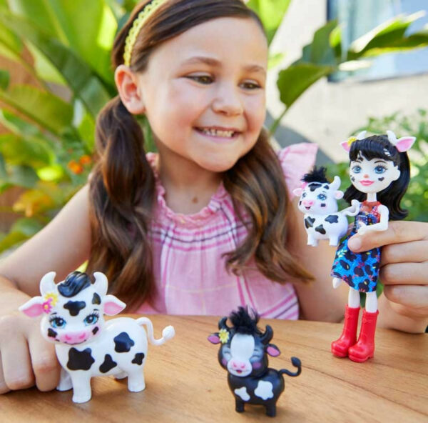 Papusa Cambrie Cow, vacuta Ricotta si vitelusii Mac & Cheese Enchantimals - imagine 5