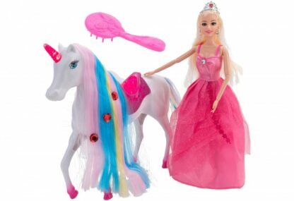 papusa cu unicorn globo wtoy cu lumini si diverse accesorii