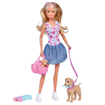 papusa simba steffi love puppy walk 29 cm cu 2 figurine si accesorii 1