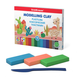 Plastilina 16 culori, contine cutit de modelaj