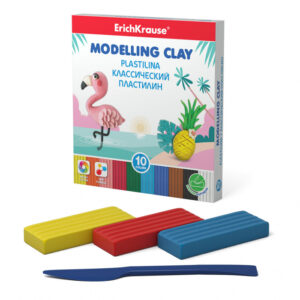 Plastilina 10 culori, contine cutit de modelaj