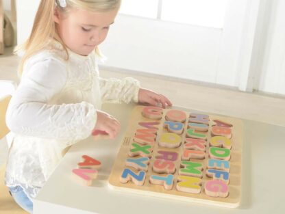 puzzle 3d alfabet litere mari din lemn 3 ani masterkidz 3