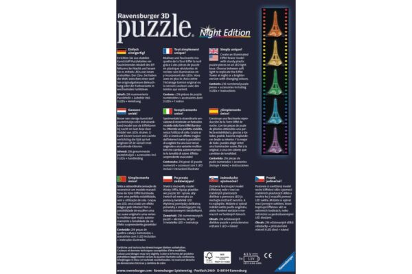 puzzle 3d ravensburger turnul eiffel noaptea 216 piese 12579 2