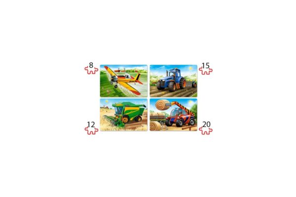 puzzle 4 in 1 castorland agricultural machines 8 12 15 20 piese