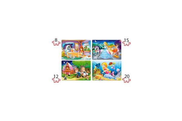 puzzle 4 in 1 castorland beautiful fairy tales 8 12 15 20 piese