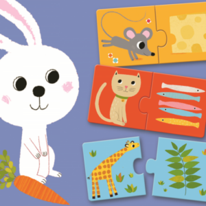 Puzzle animalele si hrana lor, la masa
