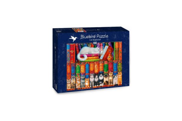 puzzle bluebird cat bookshelf 1000 piese 70344 p 1