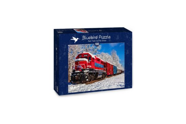 puzzle bluebird red train in the snow 1500 piese 70282 1