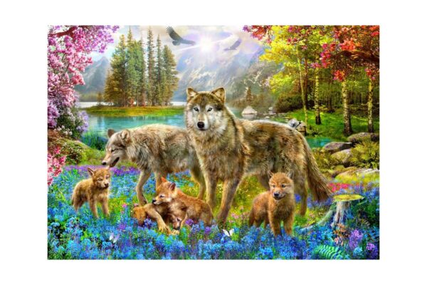 puzzle bluebird spring wolf family 1500 piese 70195