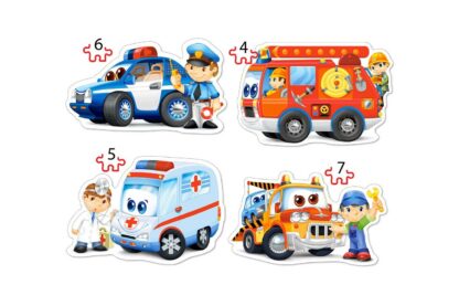 puzzle castorland 4 in 1 rescue services 4 5 6 7 piese