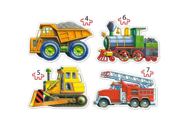puzzle castorland 4 in 1 vehicles 4 5 6 7 piese