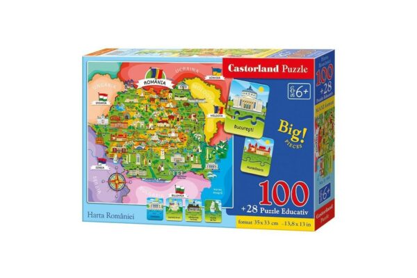 puzzle castorland educativ harta romaniei 128 piese 166 1