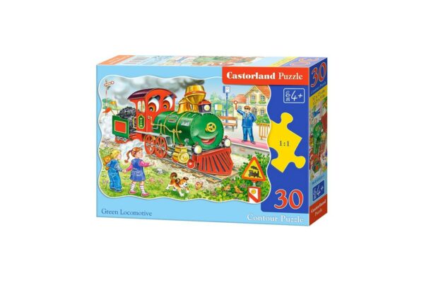 puzzle castorland green locomotive 30 piese 1