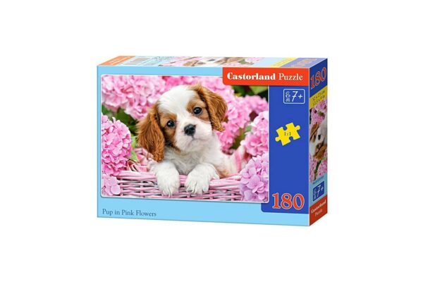 puzzle castorland pup in pink flowers 180 piese 1