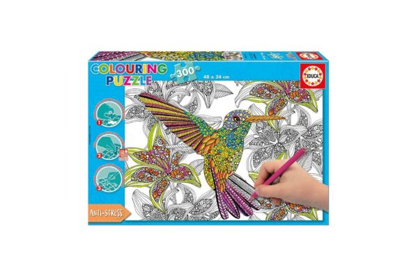 puzzle de colorat educa hummingbird 300 piese include lipici puzzle 17083 1