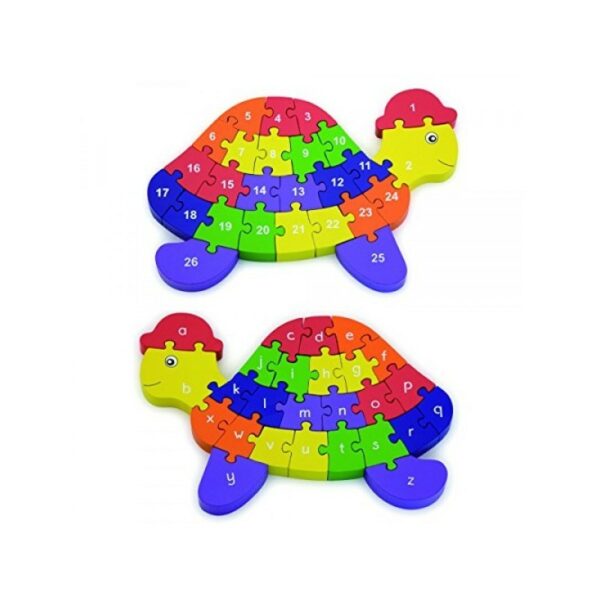 Puzzle din lemn 3D cu litere si cifre - broscuta testoasa - imagine 2