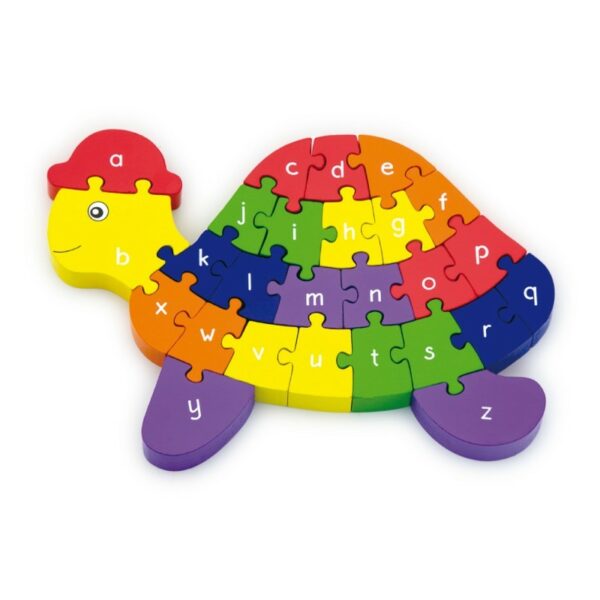 Puzzle din lemn 3D cu litere si cifre - broscuta testoasa - imagine 3