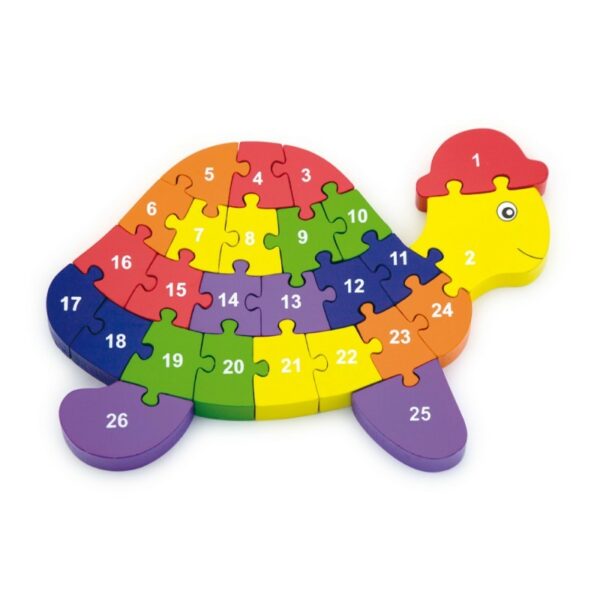 Puzzle din lemn 3D cu litere si cifre - broscuta testoasa - imagine 4