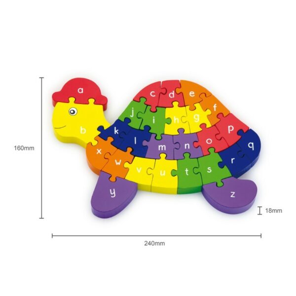 Puzzle din lemn 3D cu litere si cifre - broscuta testoasa - imagine 5