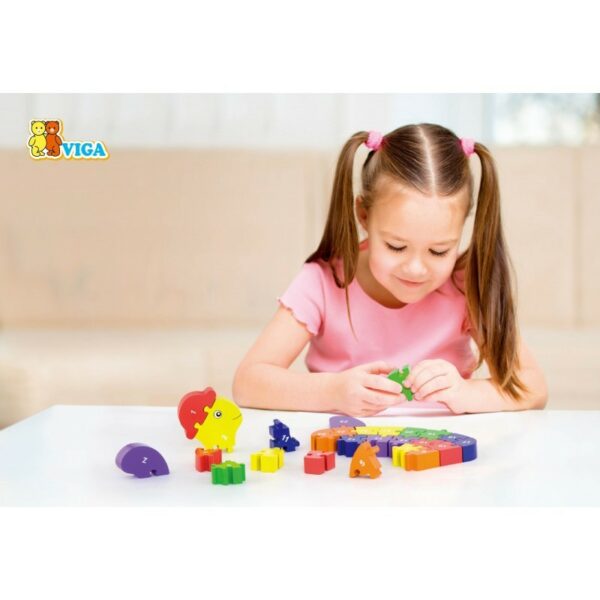 Puzzle din lemn 3D cu litere si cifre - broscuta testoasa - imagine 6