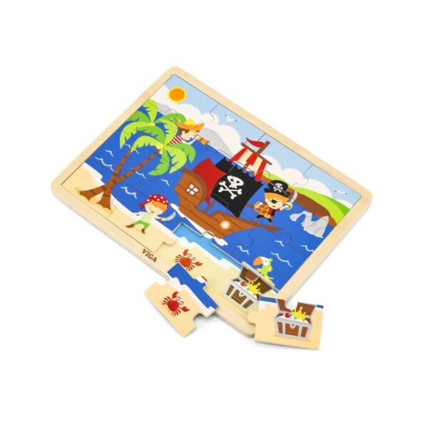 Puzzle din lemn din 16 piese - pirati - imagine 2