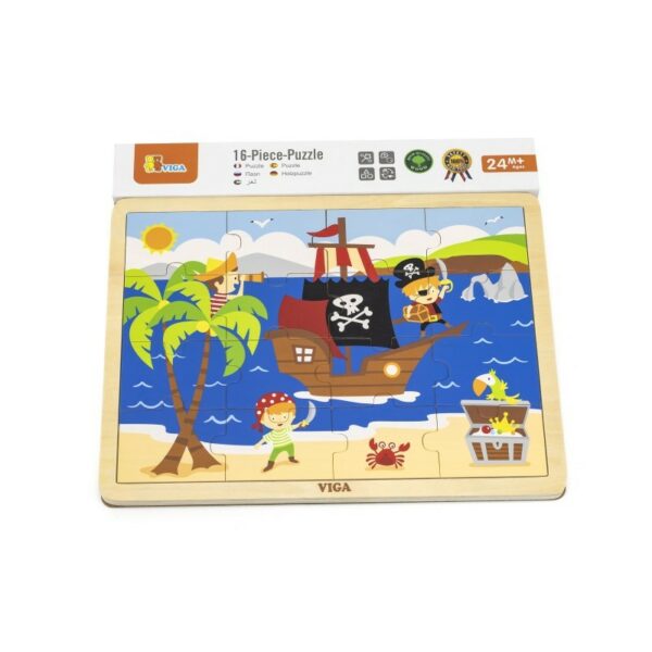 Puzzle din lemn din 16 piese - pirati - imagine 3