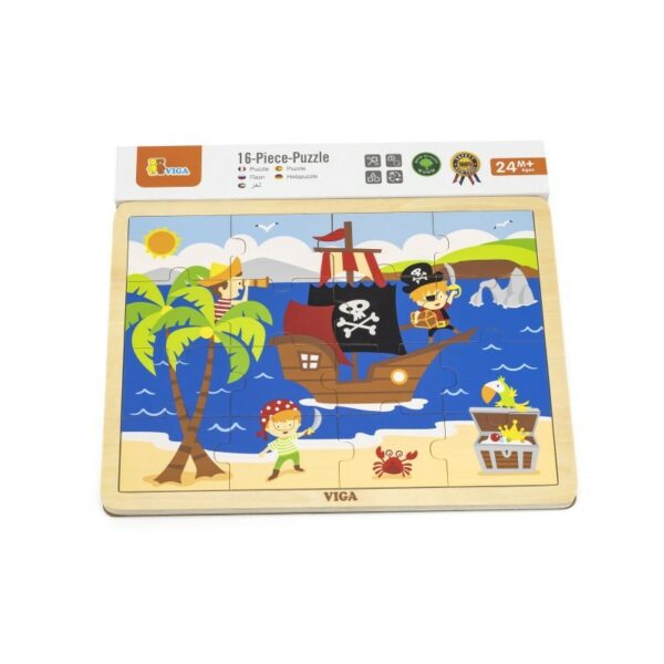 puzzle din lemn din 16 piese pirati 2