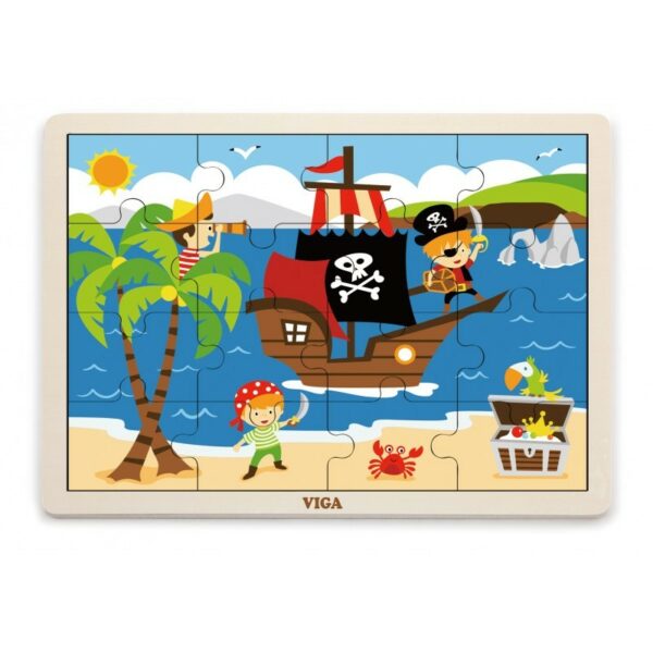 Puzzle din lemn din 16 piese - pirati - imagine 4