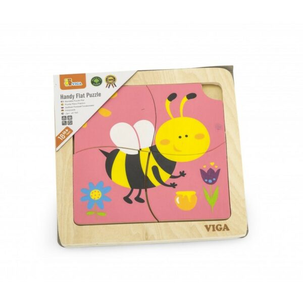 Puzzle din lemn din 4 piese mari - albina, Viga - imagine 2