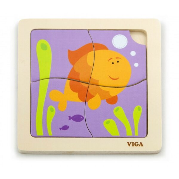 Puzzle din lemn din 4 piese mari - peste, Viga - imagine 3