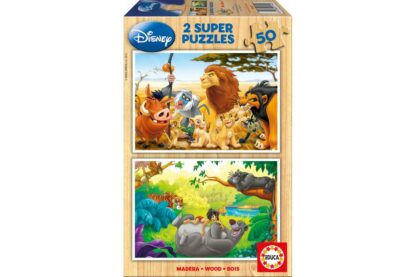 puzzle din lemn educa disney my animals friends 2x50 piese 13144 1