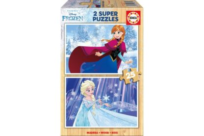 puzzle din lemn educa frozen 2x25 piese 16801 1