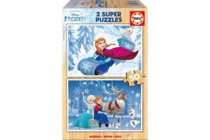 puzzle din lemn educa frozen 2x50 piese 16802 1