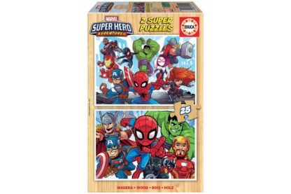 puzzle din lemn educa marvel super heroe adventures 2x25 piese 18599 1