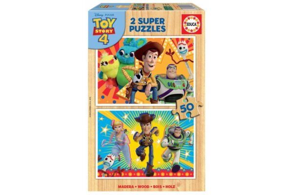 puzzle din lemn educa toy story 4 2x50 piese 18084 1