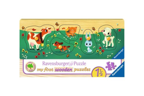 puzzle din lemn ravensburger animale 5 piese 03235 1