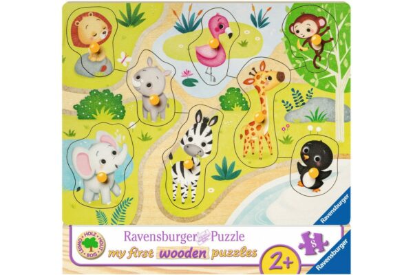 puzzle din lemn ravensburger animale zoo 8 piese 03687 1