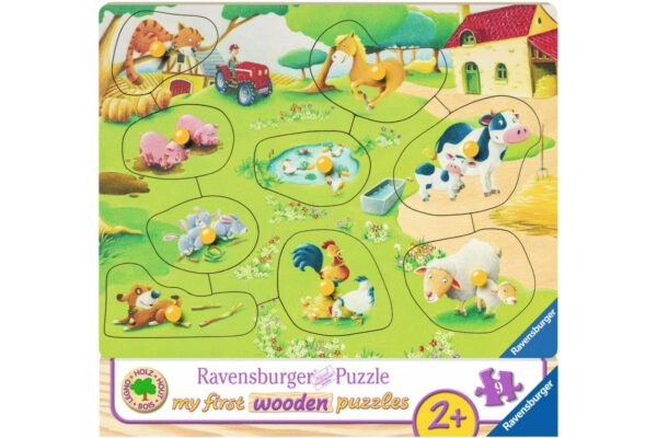 puzzle din lemn ravensburger ferma 9 piese 03683 1