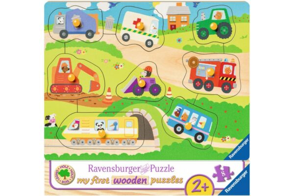 puzzle din lemn ravensburger vehicule 8 piese 03684 1