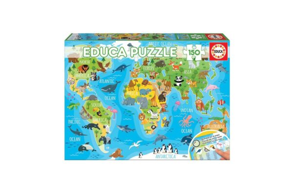 puzzle educa animals world map 150 piese 18115 1