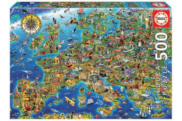 puzzle educa crazy europe map 500 piese 17962 1