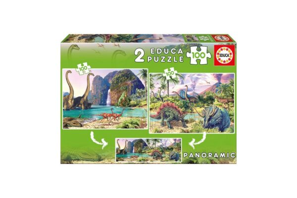 puzzle educa dino world 2x100 piese 15620 1