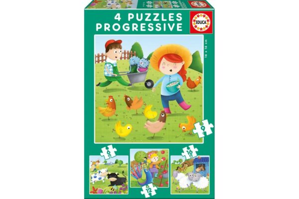 puzzle educa farm animals 6 9 12 16 piese 17145